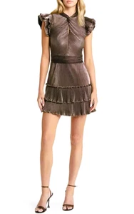SAYLOR Gr. XS Minikleid Izel schwarz und gold metallic Rüschen BRANDNEU - Bild 1 von 7