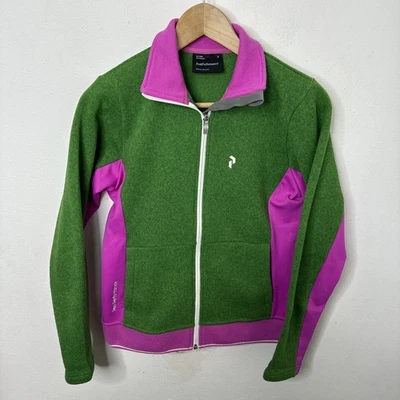 Peak Performance Woman M Thermal Zip Shirt Jacket Pink Green Belmont Fleece - Image 1 of 4
