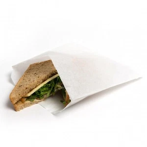 "Bolsas de papel Kraft blanco a prueba de grasa cortada para comida sándwich comestibles 6"" x 4" - Imagen 1 de 5