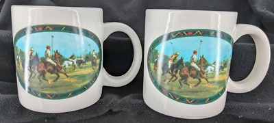 ПОЛО 2 КРУЖКИ Ralph Lauren Sport лошадей клуб игры рекламный товар см. изящный - Изображение 1 из 4