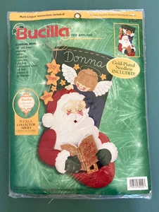 NUEVO Kit de Medias de Navidad con Apliques de Fieltro Bucilla #84249 Papá Noel Ángel de la Guarda - Imagen 1 de 4