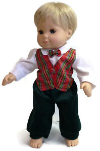 1 pc Plaid Holiday Outfit Boy fits 15 inch Bitty Baby & Twin Doll Clothes