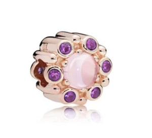 Auténtico Pandora Oro Rosa Rosa y Púrpura Heráldico Resplandor Dije 787658NPM - Imagen 1 de 4