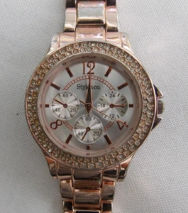 Style & Co Rhinestone Japan Mov't Rose Gold Wrist Watch Untested #G7 - Picture 1 of 12