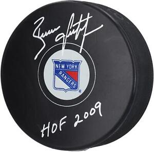 Brian Leetch New York Rangers Autographed Hockey Puck "HOF 2009" Inscription