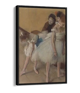 EDGAR DEGAS, DANCE EXAMINATION -FLOATER EFFECT FRAMED CANVAS ART PRINT- WHITE - Picture 1 of 12