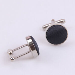 Vintage Men Cufflinks Lot Round Shape Fabric Covered Buttons Metal Copper Stone 