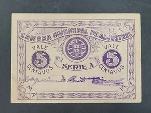 PORTUGAL EMERGENCY PAPER MONEY CAMARA MUNICIPAL DE ALJUSTREL 5 CENTAVOS Notgeld - Picture 1 of 4
