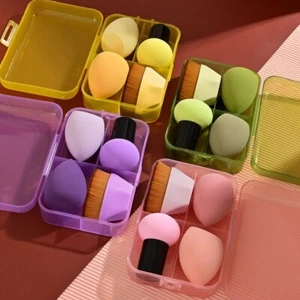 4 piezas con caja esponja en polvo base profesional pinceles mágicos cojín soplos maquillaje - Imagen 1 de 18