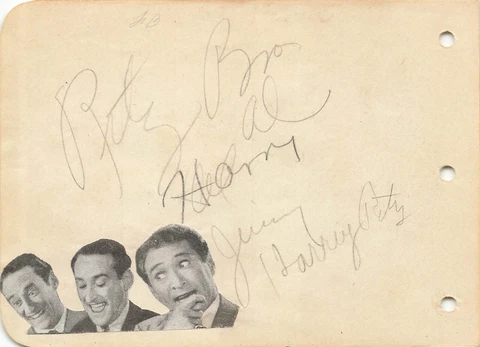 Ritz Brothers Rudy Vallee Family Comedy Act Signed Autograph Album Page PSA DNA Cover