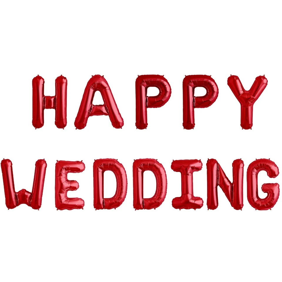 HAPPY WEDDING RED FOIL LETTER BALLOON FOR WEDDING CELEBRATION PARTY THEME DECOR - Image 1 of 1