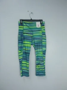 Xersion Blue & Green Stripe Athletic Capri Leggings SZ Small Pockets - Picture 1 of 4