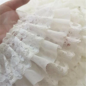 50CM White Chiffon Ruffle Lace Trim 3 Layer Pleated Ribbon Sewing DIY Craft - Picture 1 of 5