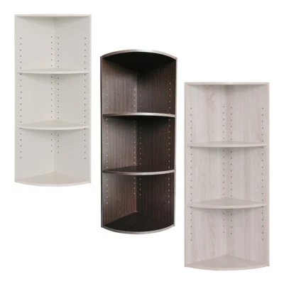 Scaffale Libreria Angolare 3 Mensole Truciolare Bianco Wenge Abete - Immagine 1 di 4