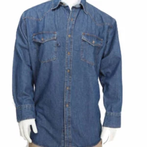 Herren Western Denim Shirt mit Knöpfen Verschluss an Plakette und Manschette, Westernjoch - Bild 1 von 4