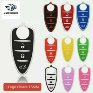 GOMMINO 3 TASTI ALFA ROMEO MITO GIULIETTA GUSCIO CHIAVE COVER TASTINI + LOGO - Imagen 1 de 9