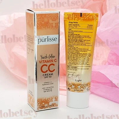 Purlisse CC Cream ☆ LIGHT ☆  SPF 50 -Youth Glow- Vitamin C - FULL SIZE-  1.4oz - Image 1 of 4