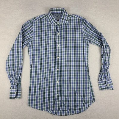 Ledbury Dress Shirt Mens 15 Green Blue Plaid Slim Fit Button Up - Image 1 of 4