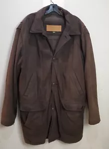 Timberland Weathergear Giacca di Pelle Impermeabile Uomo XL Cappotto Tasche Marrone Y2K - Foto 1 di 23