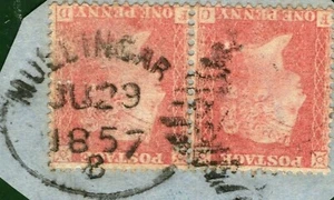 GB IRELAND *Mullingar* Spoon Postmark 1857 Piece SG.Spec.C9 1d Pale Rose GRED64 - Picture 1 of 6