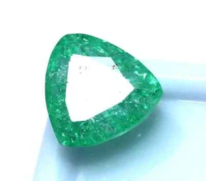 Piedra preciosa de mayo certificada de 7,60 quilates corte trillón esmeralda verde natural con regalo gratis - Imagen 1 de 8