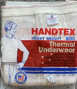 Vintage Handtex Long Johns mutande termiche uomo M maglia waffle made in USA - Foto 1 di 6