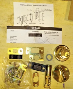 Schlage Single Cylinder Deadbolt BC160 605 Bright Brass New Open Box - Picture 1 of 2