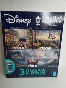 Disney Thomas Kinkade Aladdin Mickey Minnie Puzzle 3er-Pack mit Kleber  - Bild 1 von 1