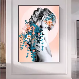 Beauty Girl Flower Poster Canvas Print Painting Sexy Women Canvas Mural Wall Art - Picture 1 of 10