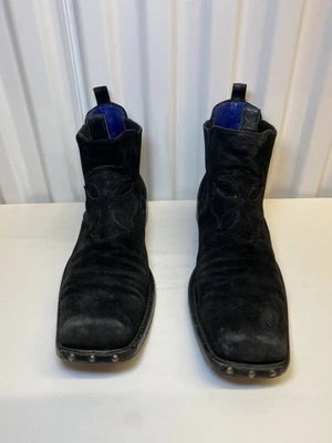 Mark Nason Rock Lives Black Suede Ankle Chelsea Boots 10 Iron Cross Dress Shoes - Image 1 of 4