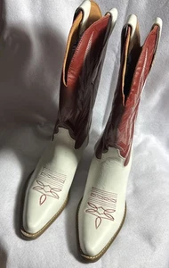Dingo Damen Hold Yer Pferde Westernstiefel rot/weiß Snip Toe Leder neu ohne Etikett NEU - Bild 1 von 8