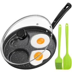 Sartén antiadherente para huevos con tapa, sartén para huevos de 4 tazas olla para huevos fritos, panca redonda - Imagen 1 de 7