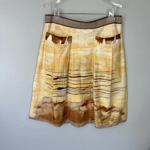 Philosophy Di Alberta Ferretti gonna linea A tasche US 8 giallo stampato plissettato - Foto 1 di 9