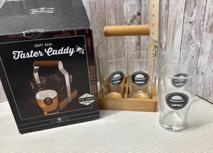 Craft Beer Taster Caddy 4-8oz Glasses with Carrier Great Gift Mancave FREE SHIP - Picture 1 of 10
