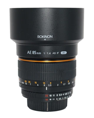 Rokinon 85mm f/1.4 ED AS IF UMC Prime Portrait Lens for Nikon F (AE) – Open Box - Image 1 of 4