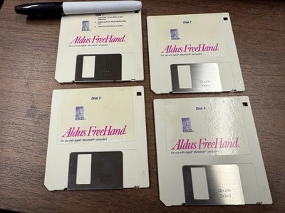 Aldus Freehand - программное обеспечение 3-1/2" диски - винтажный Mac программное обеспечение - S.N. на диске #1 - Изображение 1 из 4