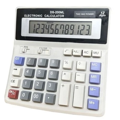 Calculadora de Escritorio Pantalla Grande de 12 Dígitos, Calculadora Básica de Doble Potencia de Escritorio,  Foto 1 de 4