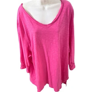 Erin london Pink V-neck 3/4 Sleeve Shirt Top Plus Size 2X - Picture 1 of 9