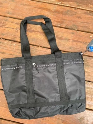 Nautica Water Repellent Black Captain's Quarters Rip Stop Tote Zippered NWT - Image 1 of 2