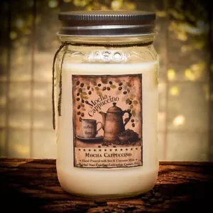 Herbal Star MOCHA CAPPUCCINO Mason JAR CANDLE-16 OZ - Picture 1 of 1