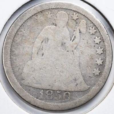 1850 Seated Liberty Silver Dime Good (G) - Image 1 of 4