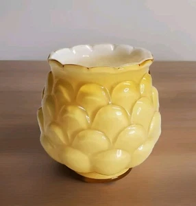 Fenton Jacqueline Honey Amber Yellow Artichoke Cased Glass Open Sugar Vase 3" - Picture 1 of 5