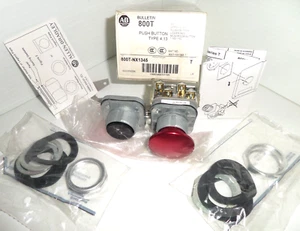 ⭐NEW IN BOX⭐ Allen Bradley 800T-NX1345 Push Button Black Flush & Red Mush Head - Picture 1 of 14