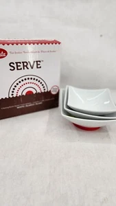 NEW Velata 3 Nesting Bowls-White-Square w/Colored Silicone Bases - Picture 1 of 5