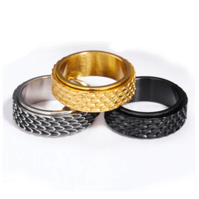 Gothic Snake Dragon Scale Spinning Band Stainless Steel Men Women Fashion Ring - Image 1 of 4