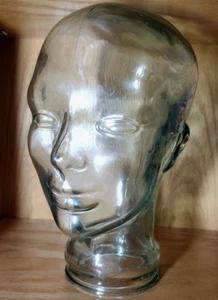Vintage Mannequin Head Green Tinted Glass 11" X 8" X 6" - Picture 1 of 6