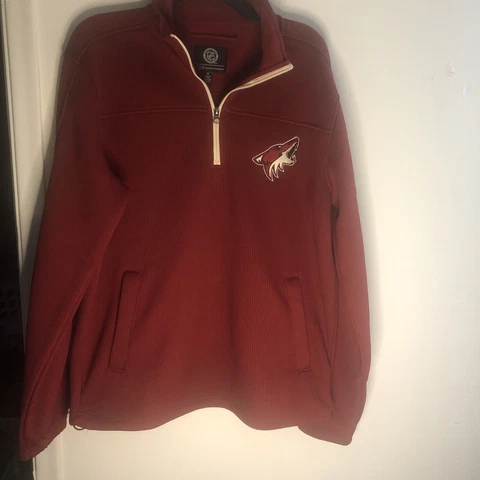 NHL Arizona Coyotes 1/4 Zip Knit Pullover Shirt Red Mens M Waffle Gill Sports Cover