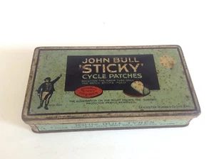 Ancienne boite en métal fer John Bull Sticky Cycle patches ETAT CORRECT - Picture 1 of 7