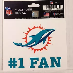NFL Miami Dolphins - Calcomanía multiuso, nueva (#1 fanático) - Imagen 1 de 2