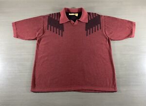 VINTAGE Havanera Co. Polo Shirt Adult Extra Large Red Black Rayon Blend Mens 90s